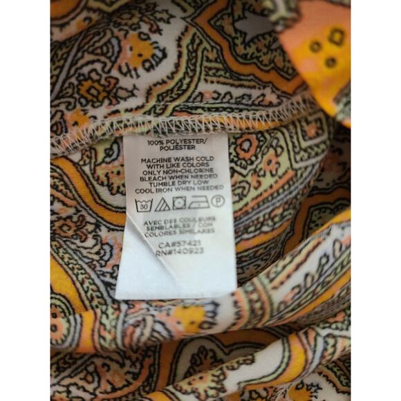 Ann Taylor orange medallion print short sleeve mock neck blouse - medium - Picture 4 of 4